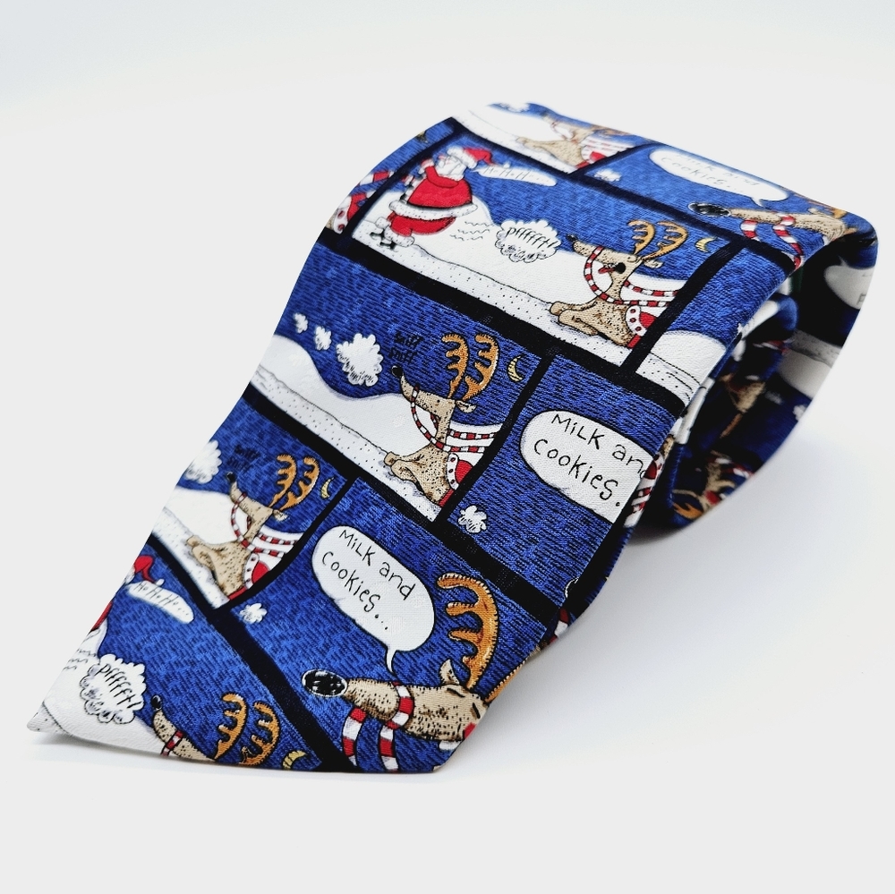 JINGLE BELLS | Christmas holiday festive Santa reindeer neck tie